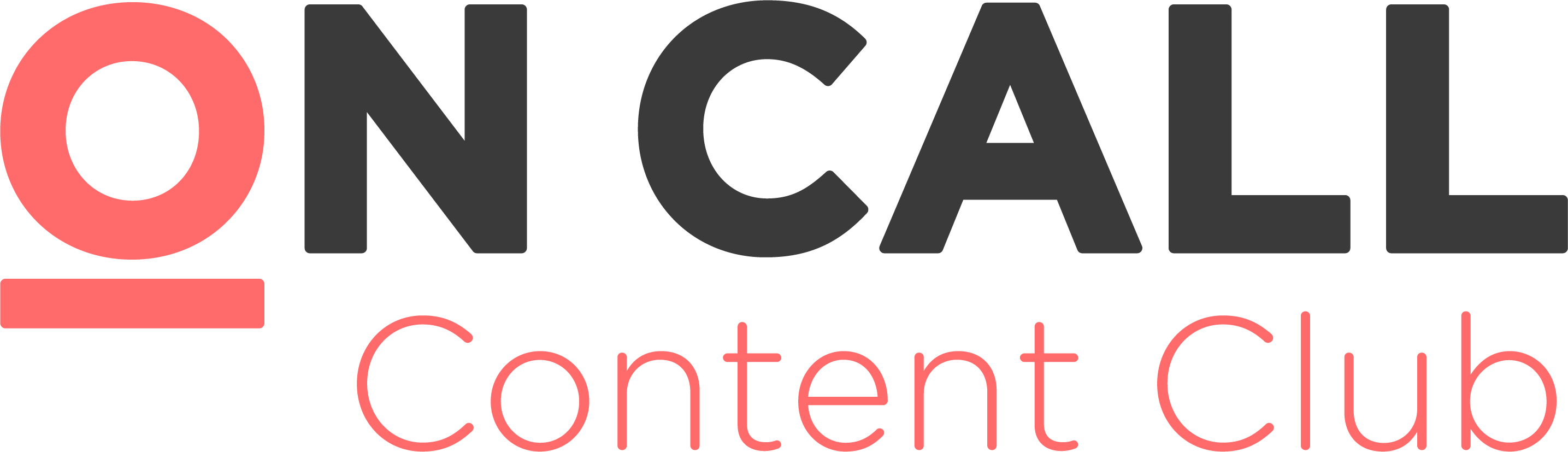 OnCall Content Club logo featuring bold text and coral accents